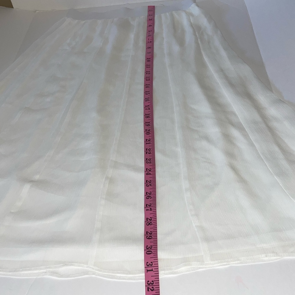 Ruby Rd. Petite (Small)White A-Line Semi-Sheer Midi Skirt lined w attached skirt - Picture 11 of 17